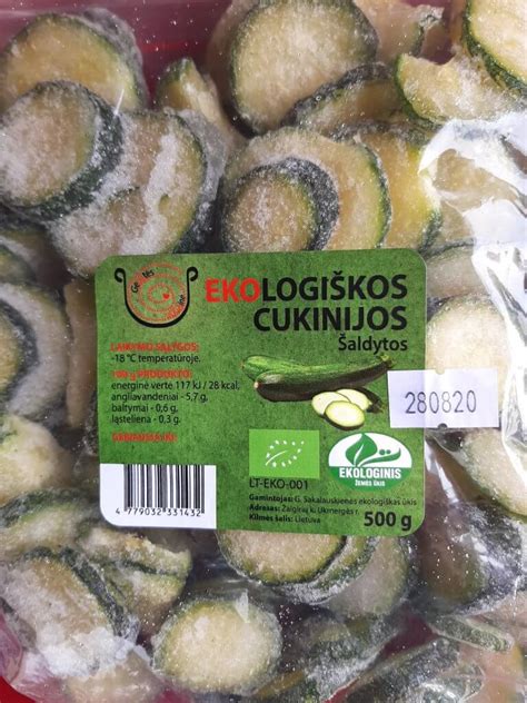 Šaldytos cukinijos maišeliuose