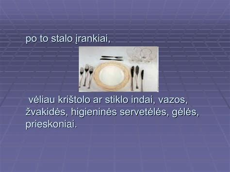 Stalo serviravimo schema su indais ir įrankiais