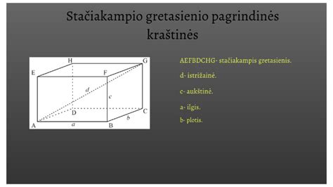 Vizualizacija keturkampės prizmės ir stačiakampio gretasienio