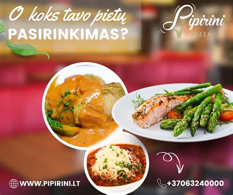 Dienos pietų pasiūlymai ir patiekalai
