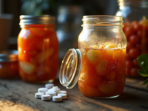 Konservuotų maisto produktų stiklainiai lentynoje