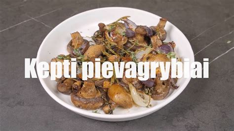 Kepti pievagrybiai su polenta ir šonine