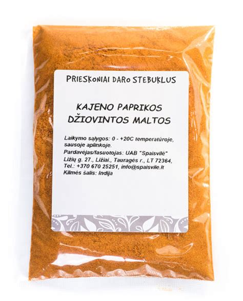 Kajeno paprikos milteliai ir džiovintos ankštys