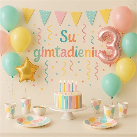 Įvairios gimtadienio dekoracijos ir balionai