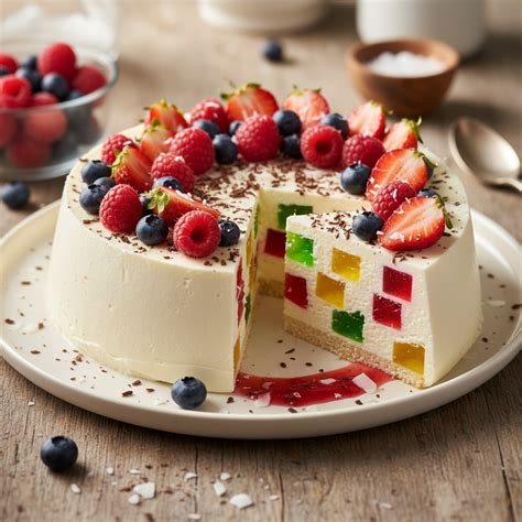 Želė tortas su kondensuotu pienu ir uogomis