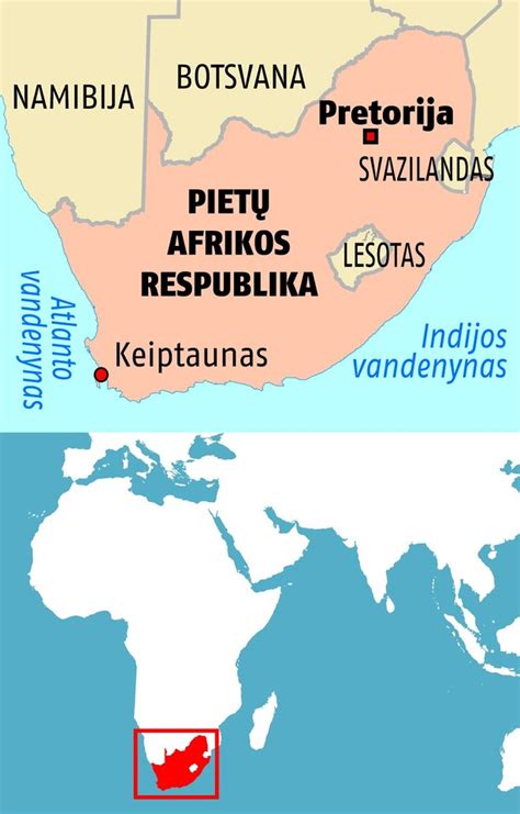 Pietų Afrikos Respublikos (PAR) provincijų žemėlapis