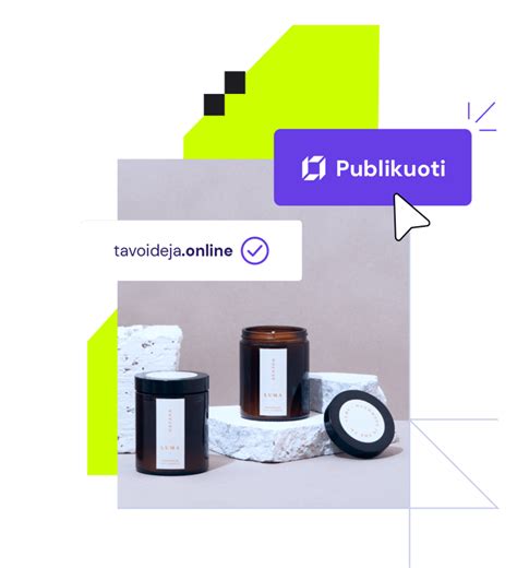 Internetinės parduotuvės interfeisas su kanelių formų pasiūlymais