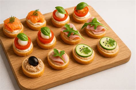 Įvairūs ingredientai vieno kąsnio sumuštiniams