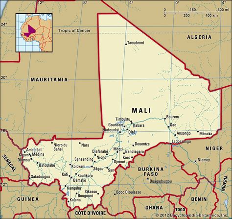 Map of Southern Mali cities