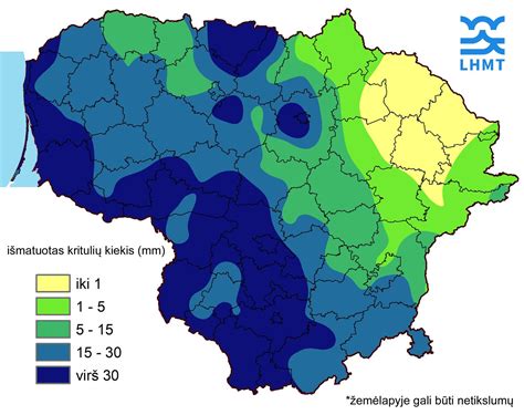 Kritulių pasiskirstymo žemėlapis kalnuotose vietovėse