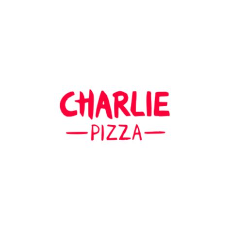 Charlie Pizza logotipas ir patiekalai