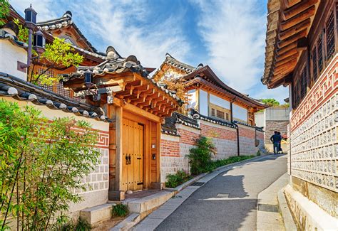 Tradiciniai hanok nameliai Bukchon kaime