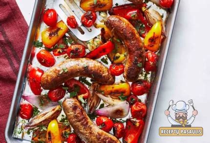 Dešrelės kepamos orkaitėje su daržovėmis