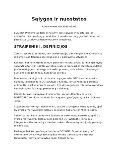 Konkurso sąlygos ir nuostatos