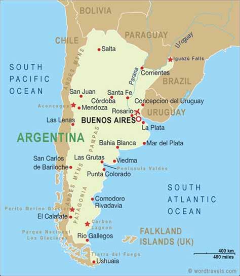 Argentinos žemėlapis su Buenos Airėmis