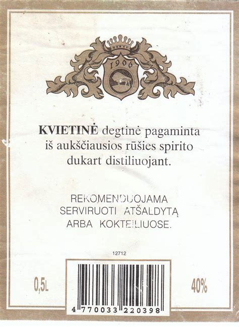 Prekės etiketė su detalia informacija