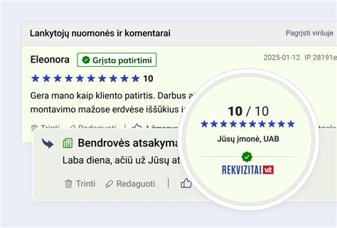 Klientų atsiliepimų žvaigždutės