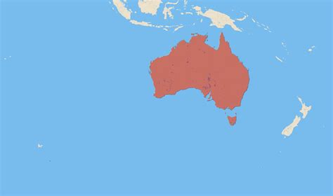 Australijos žemėlapis, rodantis dykumas ir kalnagūbrius