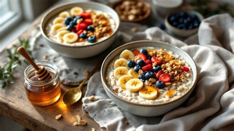 Sveiki pusryčiai su vaisiais, uogomis ir avižine koše