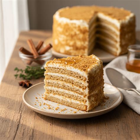 Subtilus medaus pyrago gabalėlis