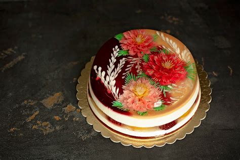 3D želė tortas su gėlėmis