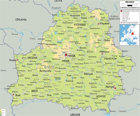 Baltarusijos fizinis žemėlapis