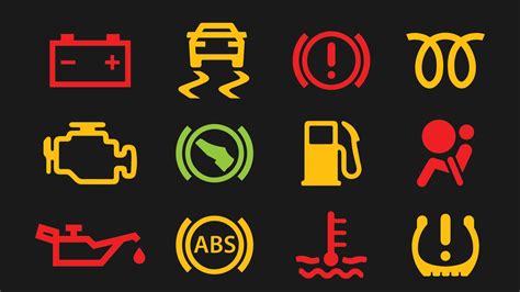 Automobilio prietaisų skydelio piktogramų pavyzdys