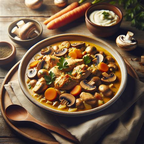 Vištienos troškinys su pievagrybiais ir daržovėmis