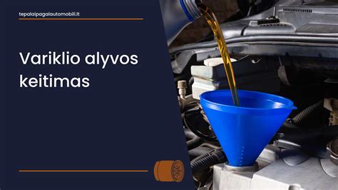Automobilio variklio alyvos keitimo iliustracija