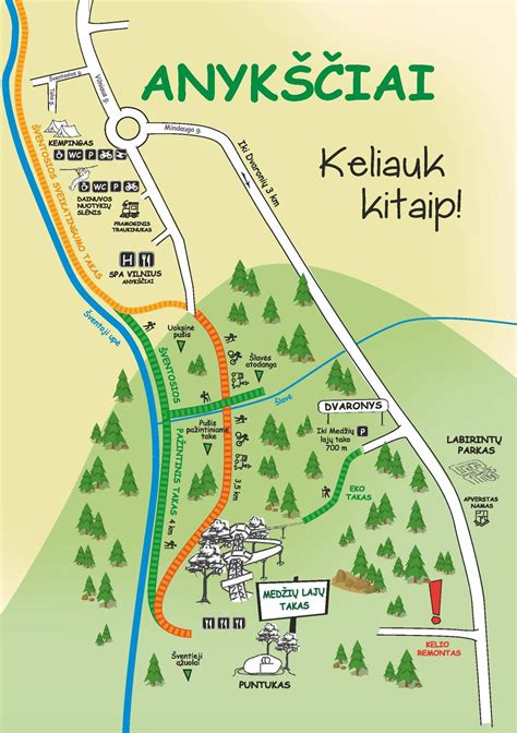 Žemėlapis: Kaip pasiekti Medžių lajų taką Anykščiuose