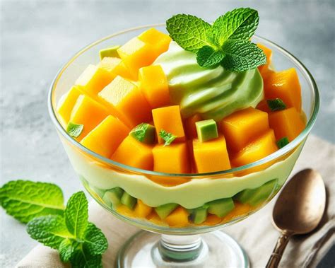 Mango ir avokado deserto lėkštė