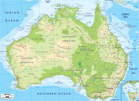 Australijos ir aplinkinių šalių žemėlapis