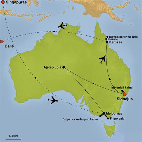 Skrydžių maršrutai į Australiją