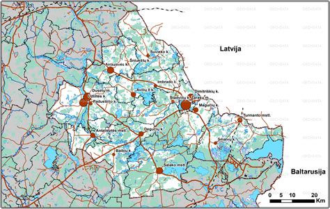 Žemėlapis su Zarasų rajono lankytinomis vietomis