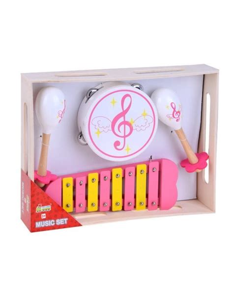 Įvairūs mediniai muzikos instrumentai vaikams