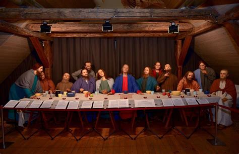 Jėzus su apaštalais per Paskutinę vakarienę. Freska.