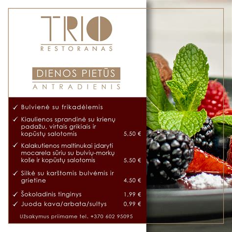 Dienos pietų patiekalai restorane 