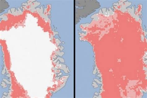 Palydovinė nuotrauka, rodanti Ronos ledyno tirpimą
