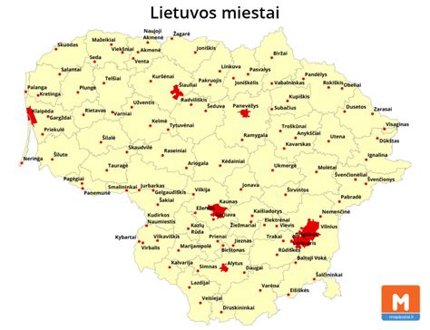Žemėlapis su Lietuvos miestais, kuriuose pristatomas maistas