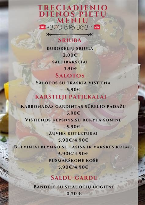 Švieži dienos pietų patiekalai 