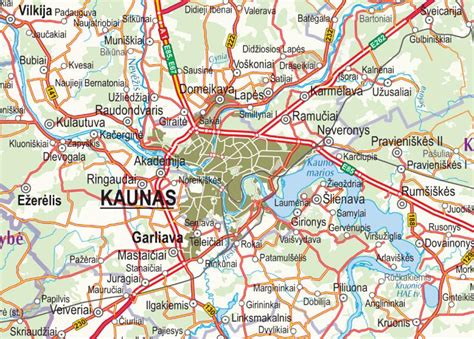 Lietuvos žemėlapis su Kauno ir Vilniaus lokacijomis