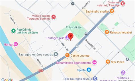 Tauragės krašto žemėlapis su pažymėta Butkelių kaimo vieta