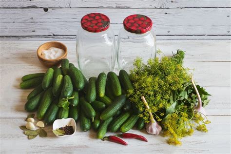 Ingredientai marinuotiems agurkams su čili