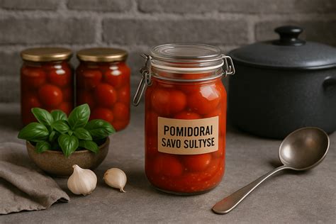 Konservuoti pomidorai savo sultyse