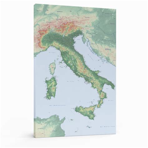 Italijos žemėlapis su atstumais iš šiaurės į pietus