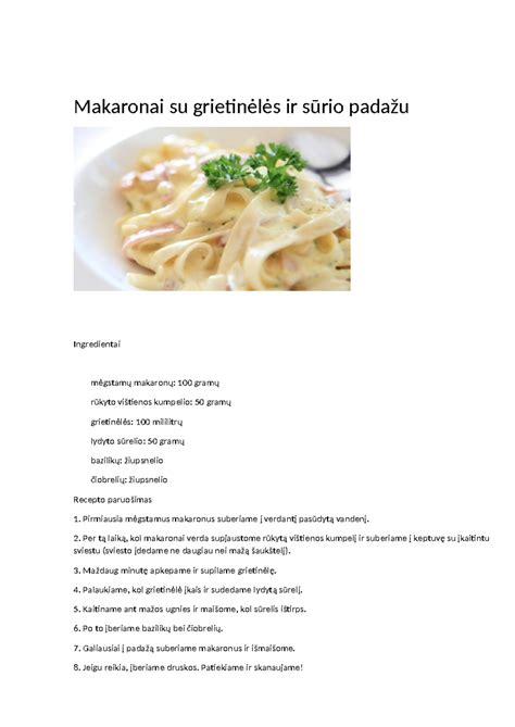 Ingredientai klasikiniam grietinėlės padažui