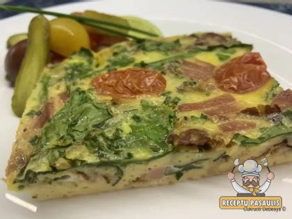 Orkaitėje keptas omletas su špinatais ir paprika