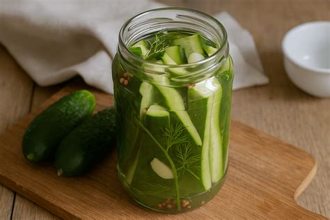 Švieži agurkai ir ingredientai marinavimui