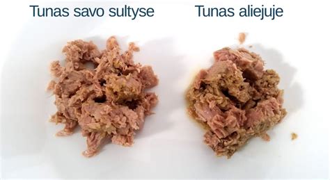 Tunas aliejuje ir vandenyje palyginimas
