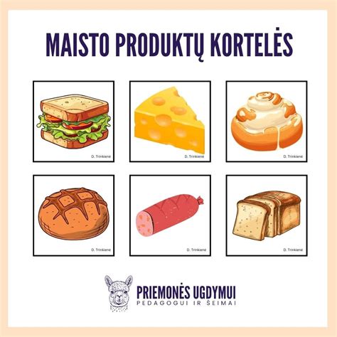 Įvairių maisto produktų, paruoštų skirtingais būdais, pavyzdžiai